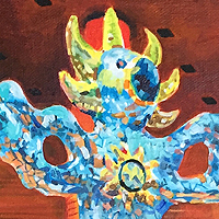 Firebird Statue - Original acrylic painting by Eric Soller